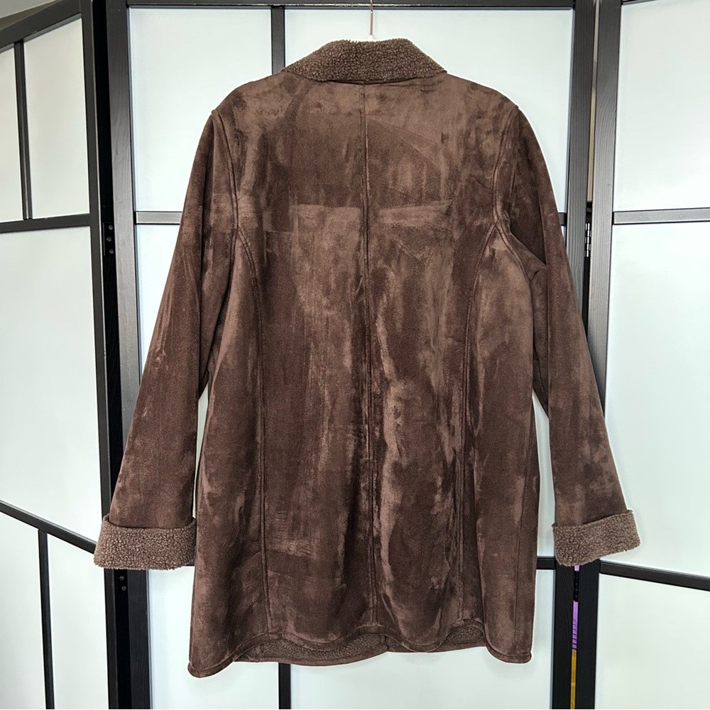 [XL] Denver Hayes Vintage 90’s Chocolate Teddy Button Down Pea Coat Women’s - Picture 5 of 13